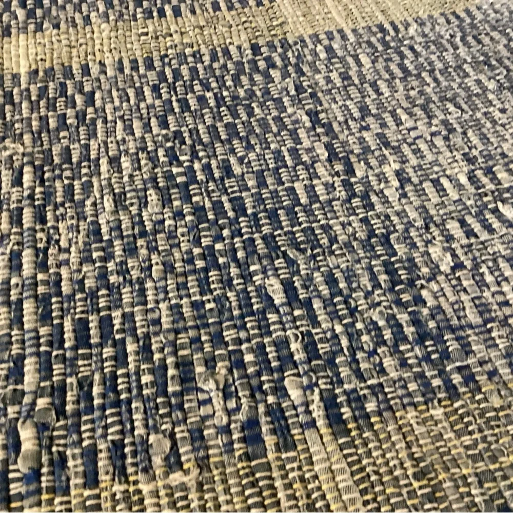 Blue and White Woven Throw Blanket